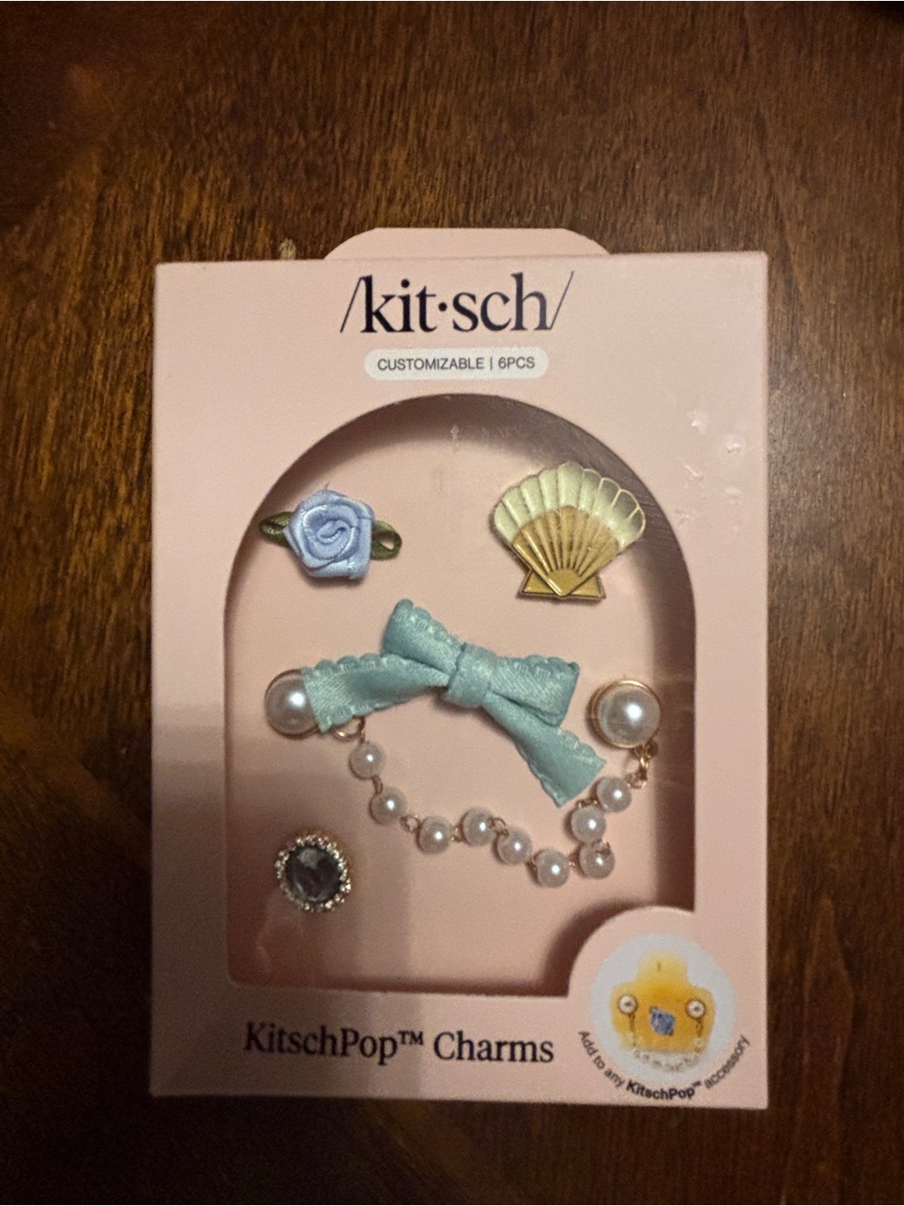 Kitsch Mint Bow and Pearl Charm Pack with Blue Rose & Gold Shell